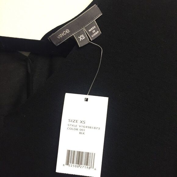 Vince Double V-Neck Long Sleeve Shirt Black XS - Picture 3 of 7